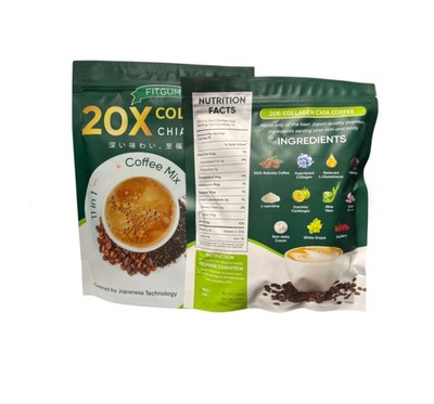 20X Collagen FITGUM Chia 11 in 1 Coffee Mix. 3PACKS. FDA APPROVED