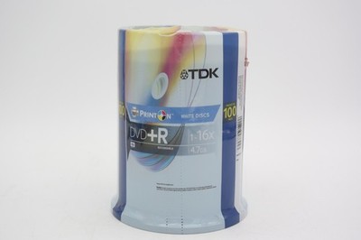 TDK DVD+R 1-16x Print On White Media Discs 100 Pack Spindle 4.7GB 1-16X NEW