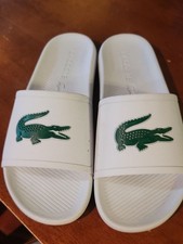 Lacoste Croco 119 Slide White With Green Mens Size 12 NWT