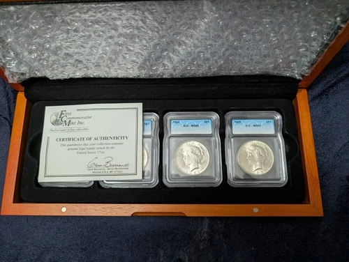 1922-1925 MS65 P-Mint Silver Peace Dollar 4-Coin Set