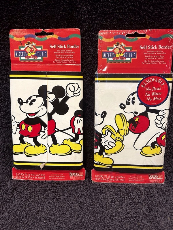 Decorative Border Prepasted Mickey Mouse 5YD LOT of 2