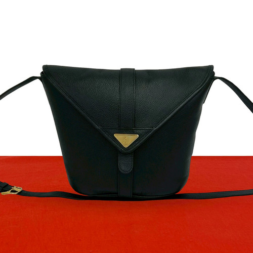 Yves Saint Laurent Shoulder Bag Leather Black Unisex #TVB2423