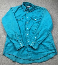 Wrangler Cowboy Cut X-Long Tails Shirt Men  s 16.5-35 Teal Long Sleeve USA Vtg
