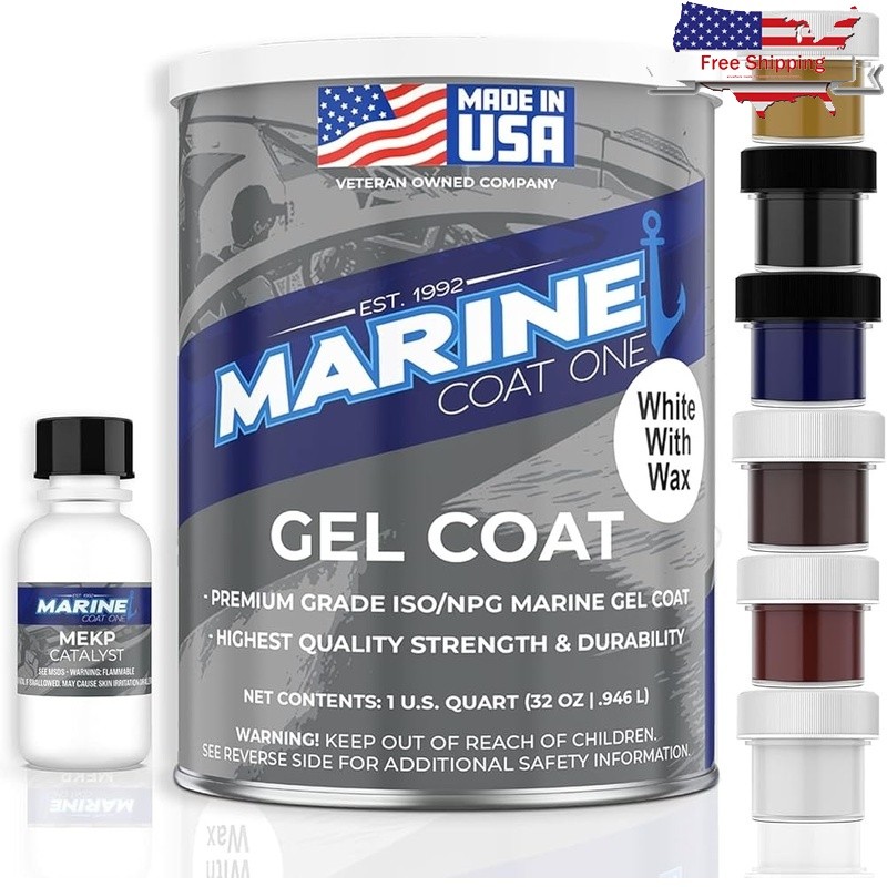 High Gloss White Gel Coat W/ Wax Boat Repair UV Resistant Scratch Fill New