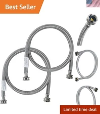 Reliable 4ft Stainless Steel Braided Washing Machine Hoses - 2 Pack for Safety