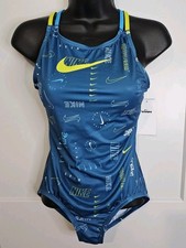Nike Girls Logo Toss Spiderback Onepiece Swimsuit NWT Blue Size Large