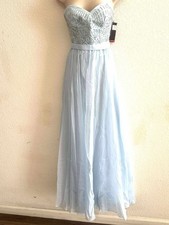 La Femme Strapless Light Blue Beaded Evening Gown Size XS #50 NWT