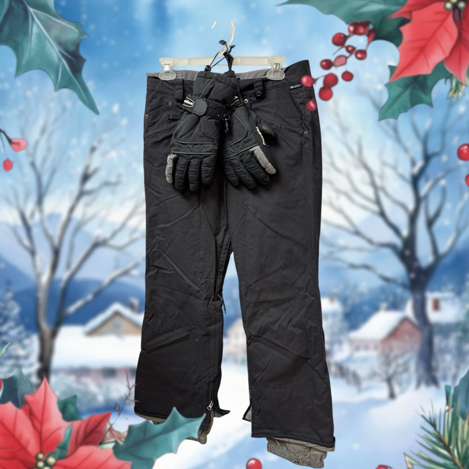 Burton/Grandoe,Woman,Snow Pant Gloves Set,Black,Sz S,Nylon,Zip,Pockets.!