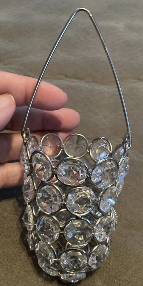 Lantern Candle Holder Wire Clear Crystal Tealight Votive candle holder 4" - Image 2 of 4