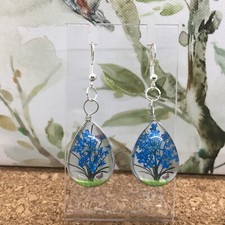 925 Sterling Silver Hypoallergenic Hook Earrings Dried Flower Tree Lacework 4327