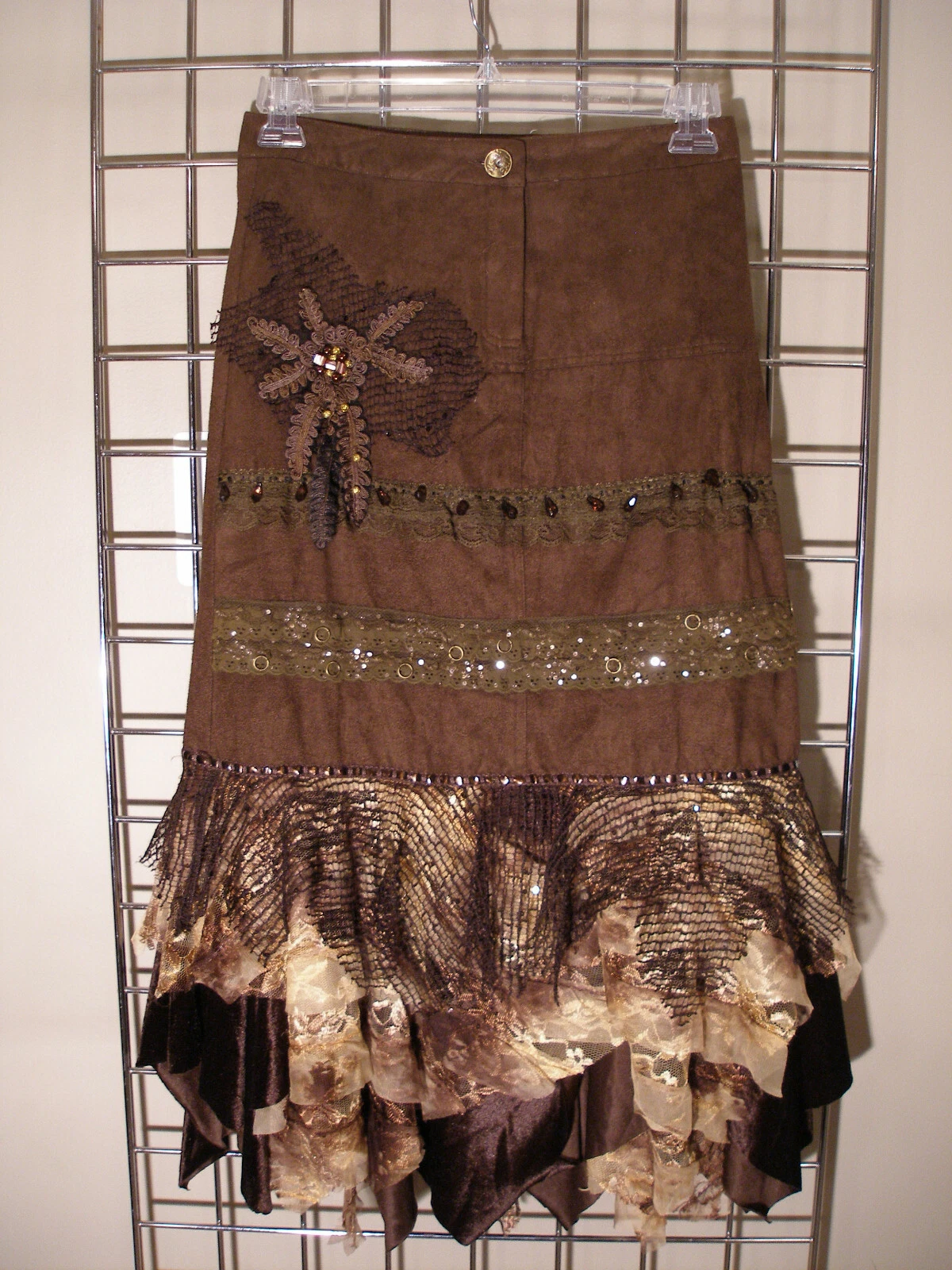 Black Cat Fashions Brown Skirt Size 6 (Faux Suede)