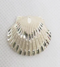 925 STERLING SILVER LARGE SCALLOP SHELL SLIDE PENDANT 23X25MM ~  5.5G