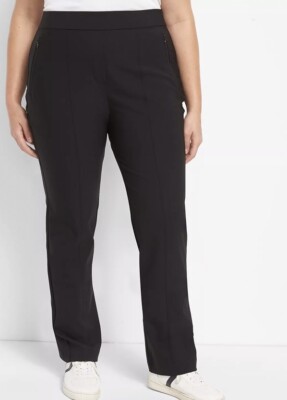 Lane Bryant Pants On the go Women Size 24 P Black Straight Stretch Mid Rise C5