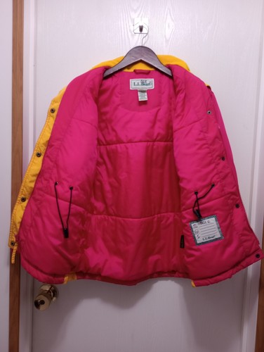 L.L. Bean Pink & Yellow Winter Jacket Thinsulate Insulation Girls Size 10/12 - Picture 8 of 10