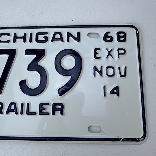 Oldtimer Michigan 1968 Anhänger Nummernschild Postleitzahl 48739 Hale Long Lake Iosco - Bild 3 von 10