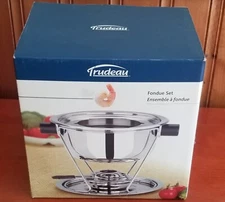 Trudeau Zena 11 Piece Fondue Set Stainless Steel 6 Forks For Use Gelled Fuel NEW