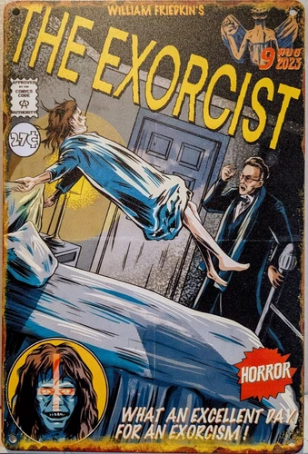 THE EXORCIST Comic Book Style Tin Metal Vintage Poster Sign 8"x12" Linda Blair