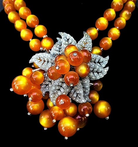 ELABORATE 1930'S ART DECO RHINESTONE & PLASTIC RING AND NECKLACE SET - USA - Picture 2 of 5