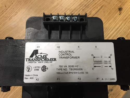 ACME ELECTRIC TBGR69306 Transformer In 208V Out 115V 750VA ***FREE SHIPPINIG*** - Picture 2 of 2