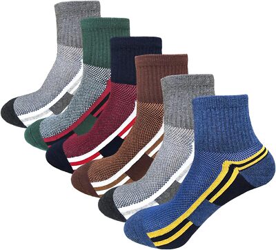 J.WMEET Men's Ankle Quarter Socks Athletic Grey/Blue/Brown/Red/Green/Grey 