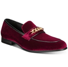 Inc 258325 Mens Koil Velvet Gold-Chain Slip On Loafers Red Size 9 M