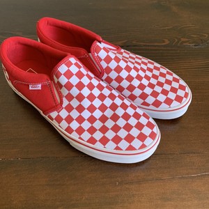 new red checkered vans