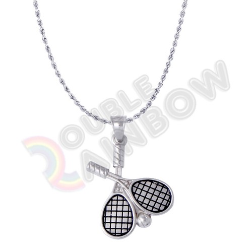 Tennis Racket Stainless Steel Jewelry Gift Pendant Necklace 3mm Rope Chain*163 - 第 9/12 張圖片
