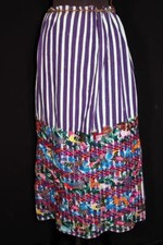 VINTAGE 1970'S HAND LOOMED MULTICOLOR COTTON GUATEMALA EMBROIDERED SKIRT UNISIZE