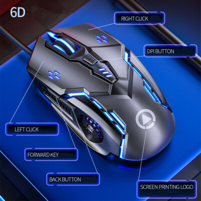 Gaming Mouse RGB LED USB Wired Optical Laser Game Mice For PC