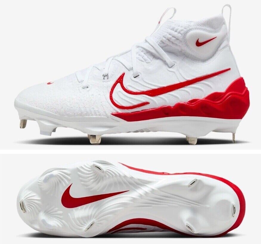 NEW Nike Alpha Huarache NXT Metal Baseball Cleats white red DJ6517