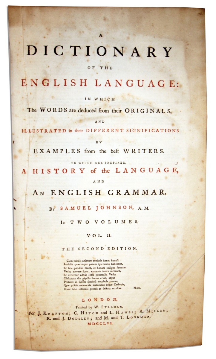 Samuel Johnson 1755 Two Volume 2nd Edition Dictionary | eBay
