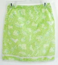 Vtg Lilly Pulitzer Skirt Size 2 Green Animal Zoo Palm Print White Label