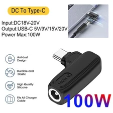 100W PD USB C Type C to DC 5.5x2.1mm Power Adapter Charger Converter 90 Degree
