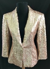 Eva Jeanbart-lorenzotti For New York & Co. Gold Sequins Jacket - Size 2 New!