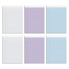 Legal Pads 8.5 x 11 6 Pack Wide Ruled 2 Gray/2 Blue/2 Purple Made in USA