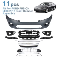Front Bumper Cover Assembly Grill For 2010-2012 Ford Fusion w/Fog Light Housing