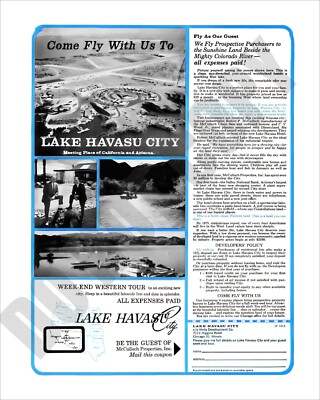 October 1964 Lake Havasu City Arizona Week-End Western Tour Travel Ad 8x10 Photo