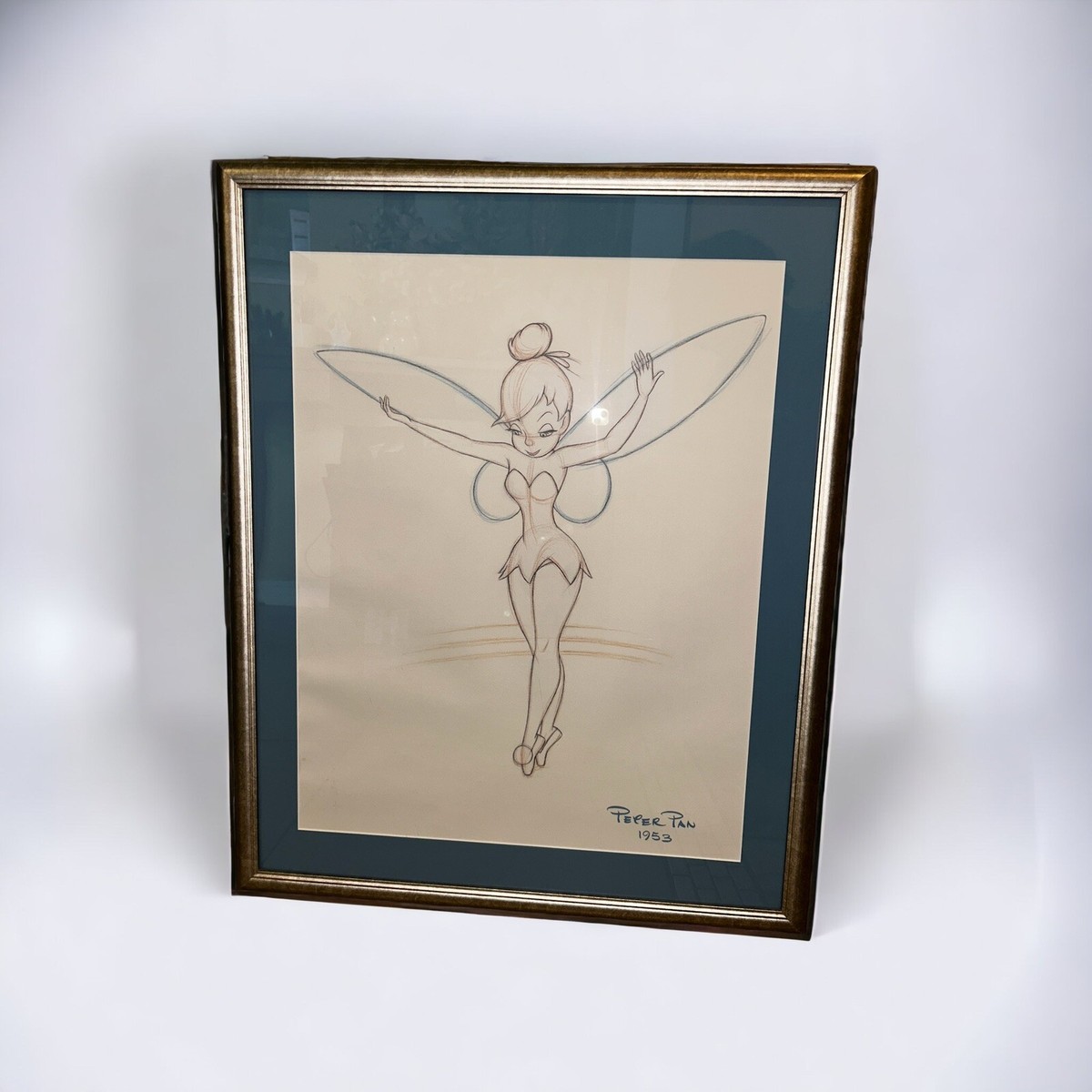 ディズニーピーターパンANIMATED Tinker Bell 1953　レア物 Vintage Disney 1953 Peter Pans Tinkerbell Framed Print of a