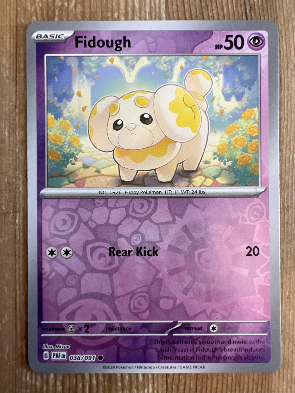 Pokemon Fidough S & V Paldean Fates Reverse Holo Common 038/091 NM