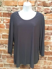 Slinky Brand Slate Blue 3/4 Sleeve Tulip Slip Travel Tunic Top M NEW