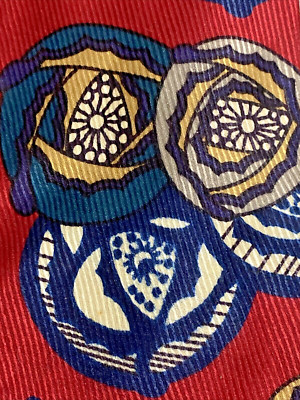 Robert Talbott Vintage Men Silk Necktie USA Designer Red Multicolor Abstract EUC