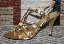 Nine West Women's Dress Strappy Sandals Gold Size 6.5 M