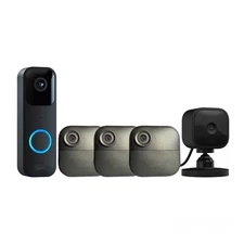 Blink Outdoor 4 5 Camera Security System with Black Video Doorbell & Blink Mini