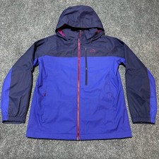 LL Bean Jacket Youth Kids Large 14-16 Blue Polyester Full Zip Hooded Girls