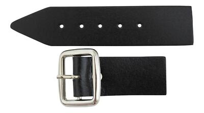 Stabiles schwarzes Kiltband und Chromschnalle mit Lederlasche - 1,25 Zoll (3 cm) breit