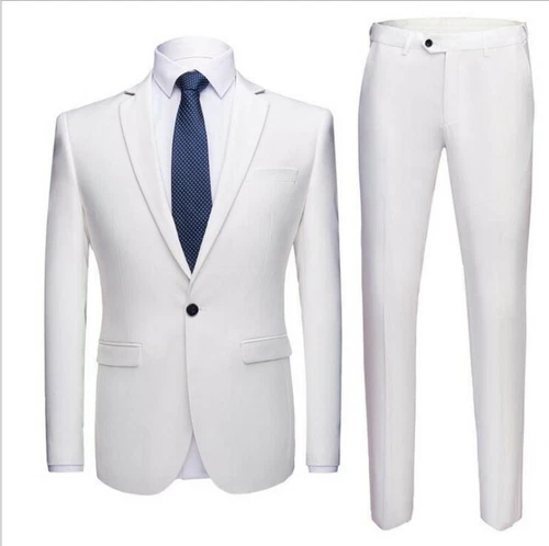 Men's Slim Fit Suits 2 Piece Jackets Blazer Pants Formal Business Coats Trousers - Picture 5 of 37