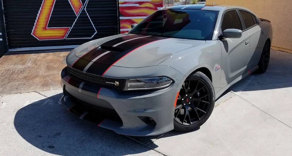 10" 2 color Rally Racing Stripe Graphics Stripes Set FIT 2005 - 2023 Charger - Image 2 of 4