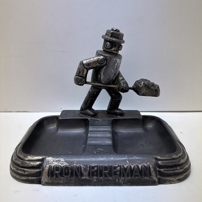Steam Punk 1930's-1940's IRON FIREMAN Metal Ashtray by AC