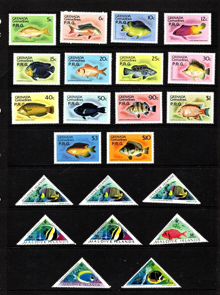 BRITISH COMMONWEALTH - 8 mint FISH definitive sets on 4 scans ( SEE LIST) - Image 3 of 4