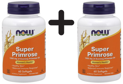 2 x NOW Foods Super Primrose, 1300mg - 60 softgels (258,25 EUR/kg)